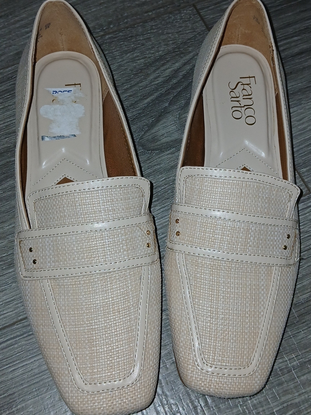 Franco Sarto Beige Woven Loafers